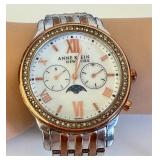 Anne Klein New York Moon Phase Watch - Two-Tone Stainless Steel with Crystal Bezel