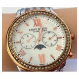 Anne Klein New York Moon Phase Watch - Two-Tone Stainless Steel with Crystal Bezel