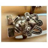 Two Vintage Sterling Aztec-Style Rings
