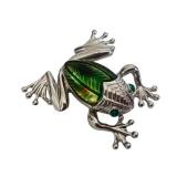 Dragonfly, Green Leaf Frog, Beige Frog & Crystal Spider Brooch Set