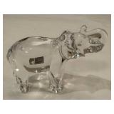 Baccarat Crystal Elephant Figurine , Etched Base