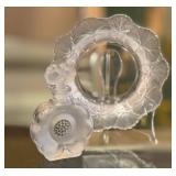 C5 - Lalique Trinket Dish 5.75 inches & Glass Act Studio Perfume Bottle 4.5 inches