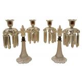 C5 - Crystal Candelabras with Prisms - 14 in Tall (Lot of 2)