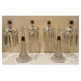 C5 - Crystal Candelabras with Prisms - 14 in Tall (Lot of 2)
