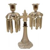 C5 - Crystal Candelabras with Prisms - 14 in Tall (Lot of 2)