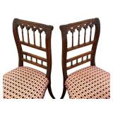 DR - Antique Carved Wood Side Chairs - Pair, Upholstered Seats