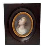 Antique Hand-Painted Portrait - Oval Frame