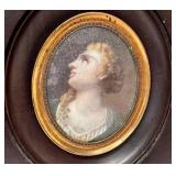 Antique Hand-Painted Portrait - Oval Frame