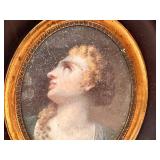 Antique Hand-Painted Portrait - Oval Frame
