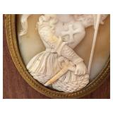 Vintage Framed Warrior Cameo, Oval Brass Frame