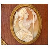 Vintage Framed Warrior Cameo, Oval Brass Frame