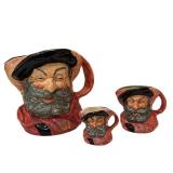 C10 - Royal Doulton John Falstaff Character Jug - Lot of 3