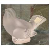 C1 - Lalique Satin Birds Pair - Crystal Glass, Made in France