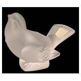 C1 - Lalique Satin Birds Pair - Crystal Glass, Made in France