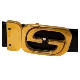 C5 - Gucci Leather Reversible Belt - 44in - Black Leather with Gold GG Buckle
