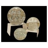 C5 - Intaglio Anton Bubble Paperweights - Clear Hand-Blown Glass, Set of 3