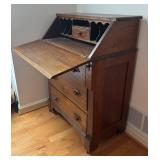 BR1 - Antique Wooden Secretary Desk with Drop-Front