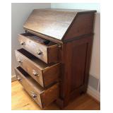 BR1 - Antique Wooden Secretary Desk with Drop-Front
