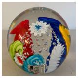BR2 - Murano Glass Paperweight - Made In Italy - Hand-Blown With Multicolor Swirls
