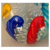 BR2 - Murano Glass Paperweight - Made In Italy - Hand-Blown With Multicolor Swirls