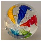 BR2 - Murano Glass Paperweight - Made In Italy - Hand-Blown With Multicolor Swirls
