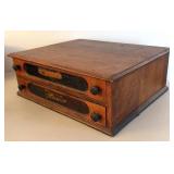 BR2 - Antique Spool Chest - 2-Drawer Wooden Cabinet