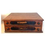 BR2 - Antique Spool Chest - 2-Drawer Wooden Cabinet