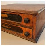 BR2 - Antique Spool Chest - 2-Drawer Wooden Cabinet