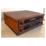 BR2 - Antique Spool Chest - 2-Drawer Wooden Cabinet