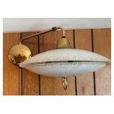 BR2 - Mid-Century Modern Glass and Brass Flying Saucer Pendant Light
