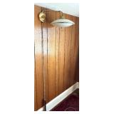 BR2 - Mid-Century Modern Glass and Brass Flying Saucer Pendant Light