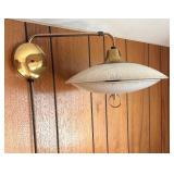 BR2 - Mid-Century Modern Glass and Brass Flying Saucer Pendant Light