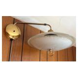 BR2 - Mid-Century Modern Glass and Brass Flying Saucer Pendant Light