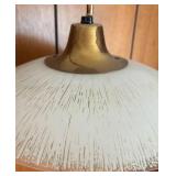 BR2 - Mid-Century Modern Glass and Brass Flying Saucer Pendant Light