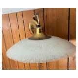 BR2 - Mid-Century Modern Glass and Brass Flying Saucer Pendant Light