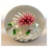 BR2 - Beautiful Pink Glass Flower Handblown Paperweight