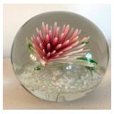 BR2 - Beautiful Pink Glass Flower Handblown Paperweight