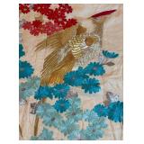 BR2 - Japanese Wall Hanging: Golden Phoenix & Teal Flowers With Red Accents