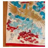 BR2 - Japanese Wall Hanging: Golden Phoenix & Teal Flowers With Red Accents