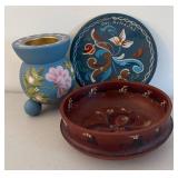BR2 - Rosemaling Plate, Candle Holder & Bowl