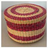 BR2 - Two Woven Handbags & Basket Set - Floral Tote & White Wicker Basket Style