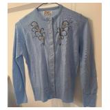 BR2 - Fashioned Turbo Interlock Sweater - Light Blue Vintage Cardigan