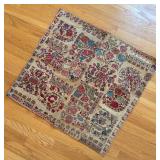 BR2 - Persian/Turkish Patchwork Handwoven Textile Rug 26x28 Inches - Vintage
