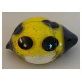 BR2 - Ladybug Art Glass Paperweight - Yellow with Black Spots