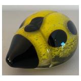 BR2 - Ladybug Art Glass Paperweight - Yellow with Black Spots