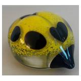 BR2 - Ladybug Art Glass Paperweight - Yellow with Black Spots