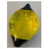 BR2 - Ladybug Art Glass Paperweight - Yellow with Black Spots