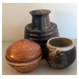 BR2 - Pottery Vases & Trinket Dish  - Hand-thrown Stoneware with Mixed Glazes