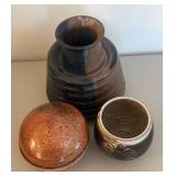 BR2 - Pottery Vases & Trinket Dish  - Hand-thrown Stoneware with Mixed Glazes