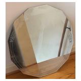BR2 - Vintage Round Mirror with Etched Leaf Border